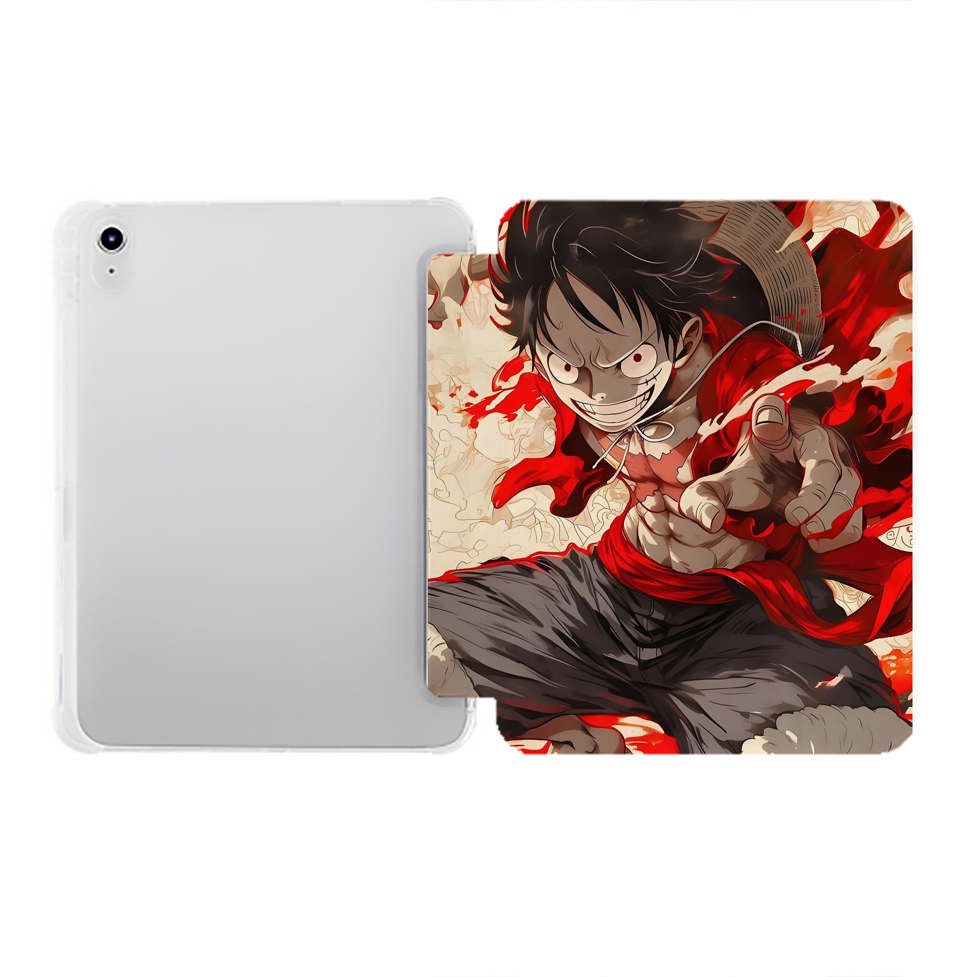（画像用） ワンピース ONE PIECE IPad ケース ペン収納付き 三つ折りスタンド PUレザー×シリコン 対応機種9.5/10.5/10.9インチ